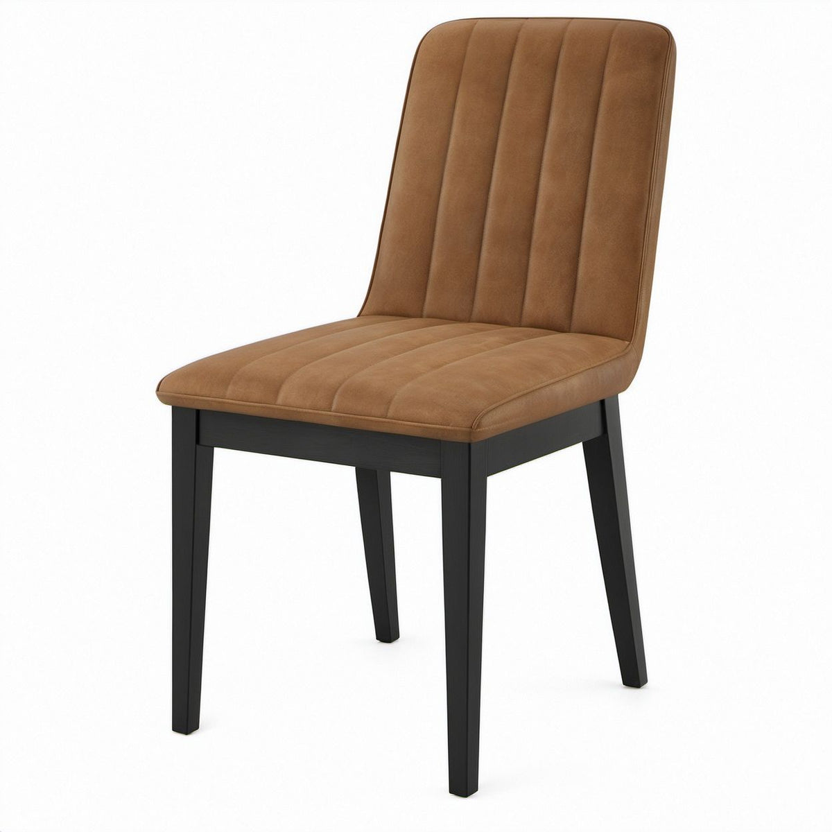 Cadeira de Jantar Estofada em Microfibra Castanha com Pernas Pretas 45 x 55 x 88 cm