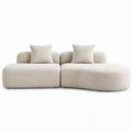 Sofá Modular Curvo de 2 Lugares em Bouclé de Poliéster Bege, 240 x 100 x 75 cm