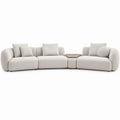 Sofá Modular Reto Marfim com Mesa Central Castanho-Escura, 330 x 95 x 78 cm