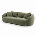 Sofá Curvo de 3 Lugares em Bouclé Verde-Oliva, 220 x 100 x 75 cm