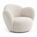 Poltrona Giratória Redonda em Bouclé Bege e Preto 83 x 84 x 76 cm